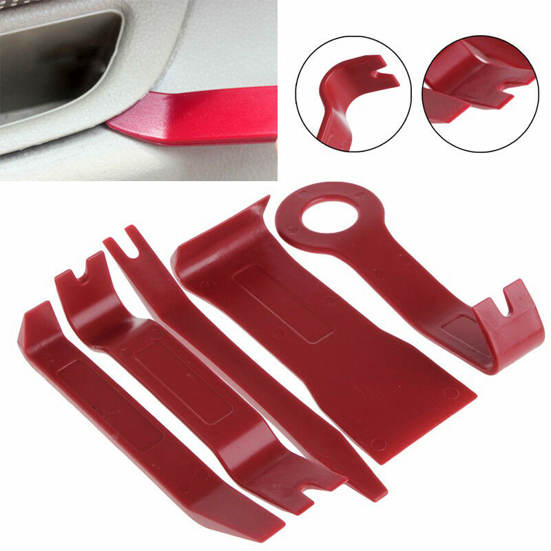 Red Nylon 5pcs Exterior/Interior Trim Door Panel Dashboard Centre Pry Open Tools