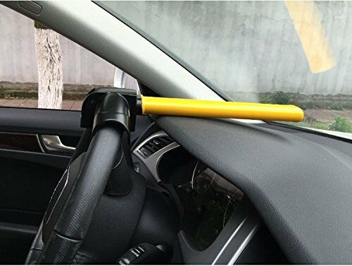 1x Iron + Rubber Car Steering Wheel Lock keys Anti Theft Device Cross-key Design