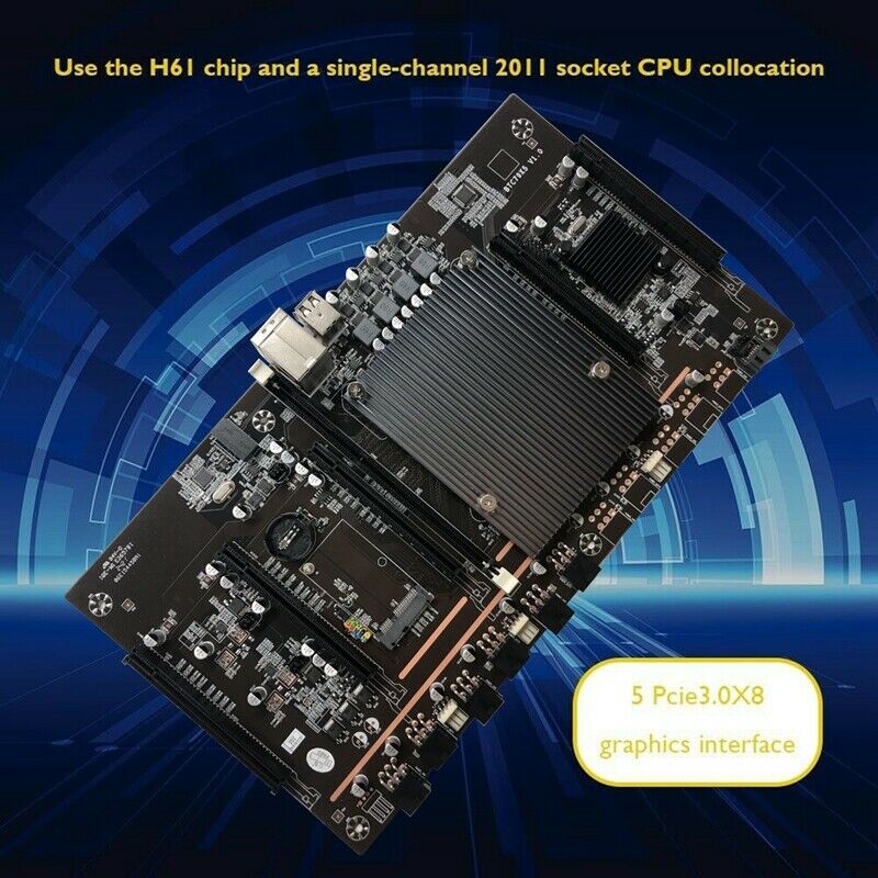 X79 H61 BTC Mining Motherboard LGA 2011 DDR3 Supports 32G 60mm Pitch Support RY6