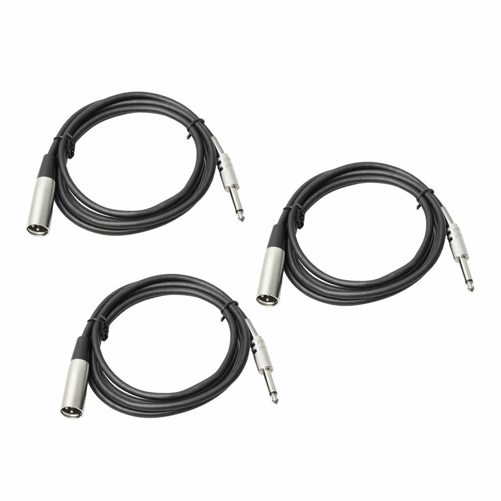 3 Pcs. 3 Pin XLR Plug to 6.35 Mm 1/4 "mono Jack Microphone Cable