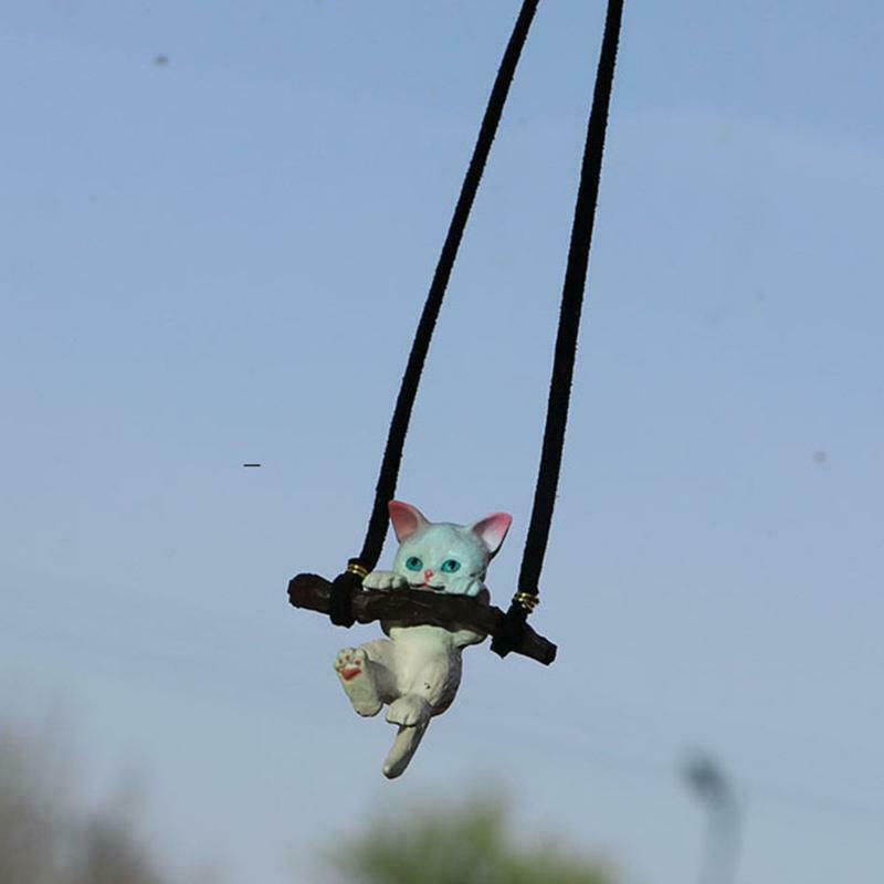 Hanging Cat Ornament Cute Pendant for Car Goods Twig White Cat Pendant