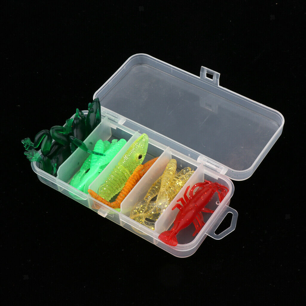 17pcs Soft Fishing Lures Set Worm Frog Fish Shrimp Artificial Bait