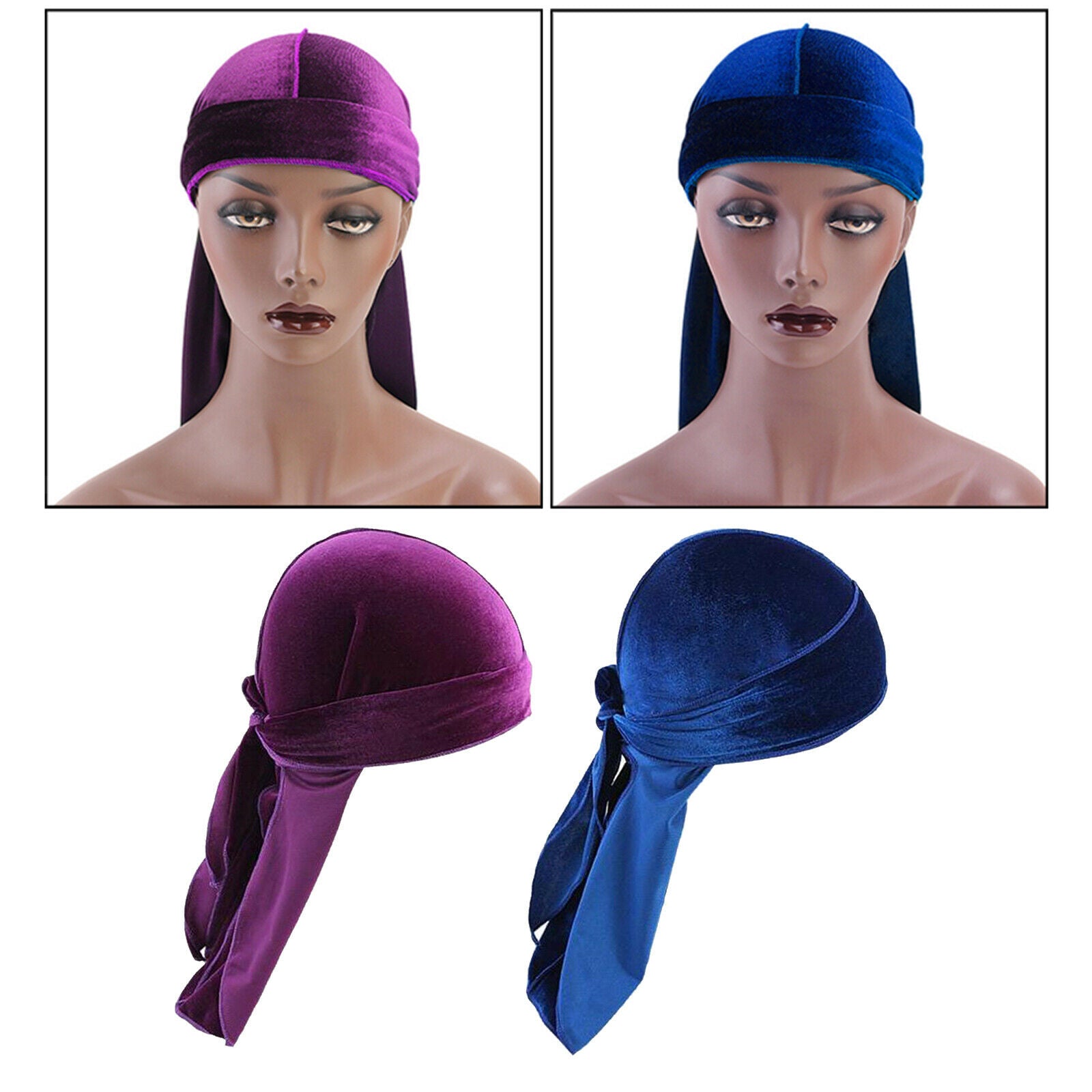 Unisex Fashion Velvet Bandana Hats Long Tail Headwraps Headwear Beanie Hats