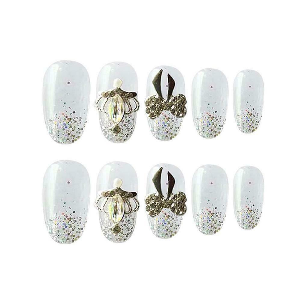 24 Pieces Different Sizes White Long False Nails, Full Cover Nail Tips With