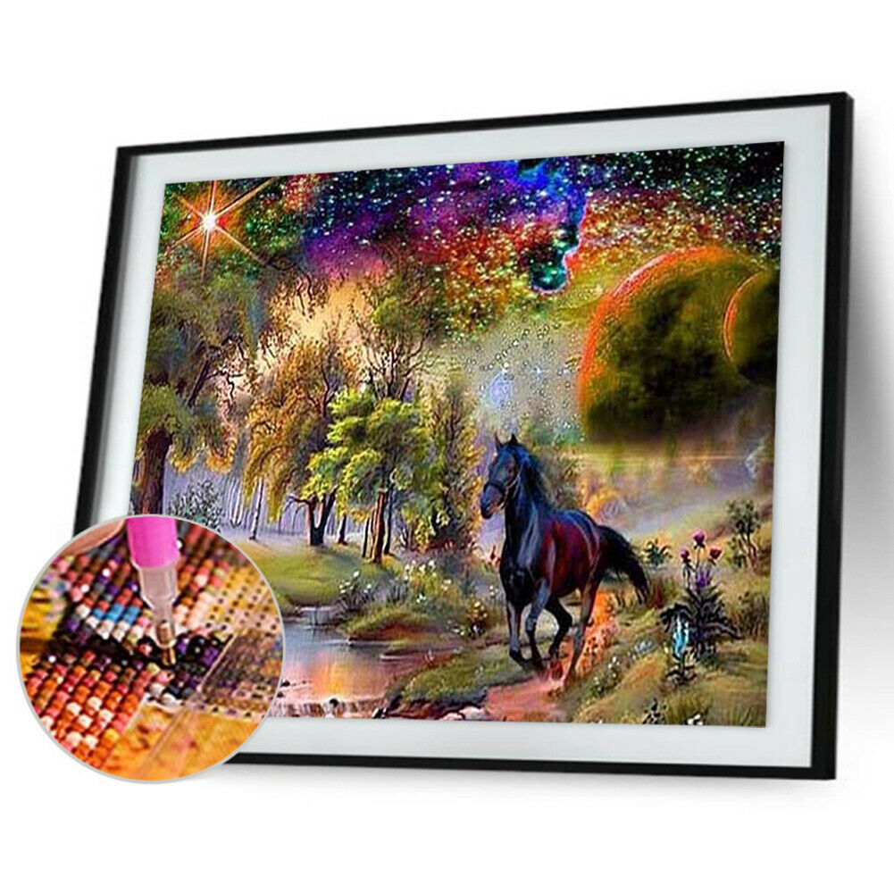 Horse DIY Full Drill Round Diamond Painting Embroidery Kits Needlework Set  @