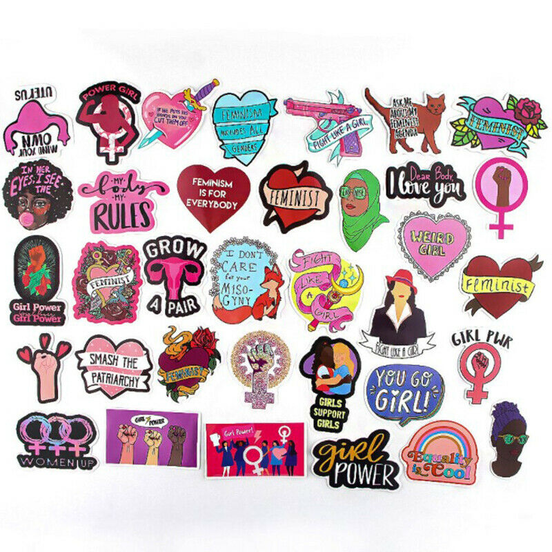 35pcs Feminism Cartoon Waterproof Kids Stickers Guitar Graffiti DIY StickerB Lt
