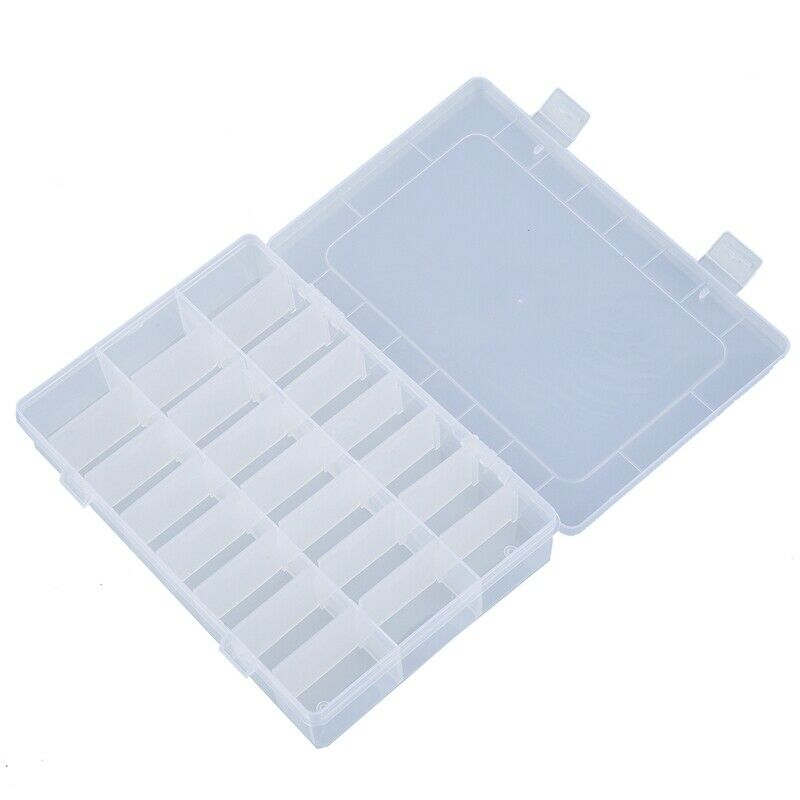 Clear White Plastic 24 Slots Electronic Components Storage Case Organizer E6RR3