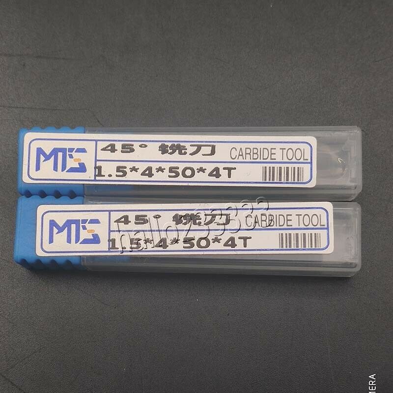 5PCS  HRC45-50° 1.5mm*50mm 4 Flutes Solid Carbide Tungsten steel Endmill CNC