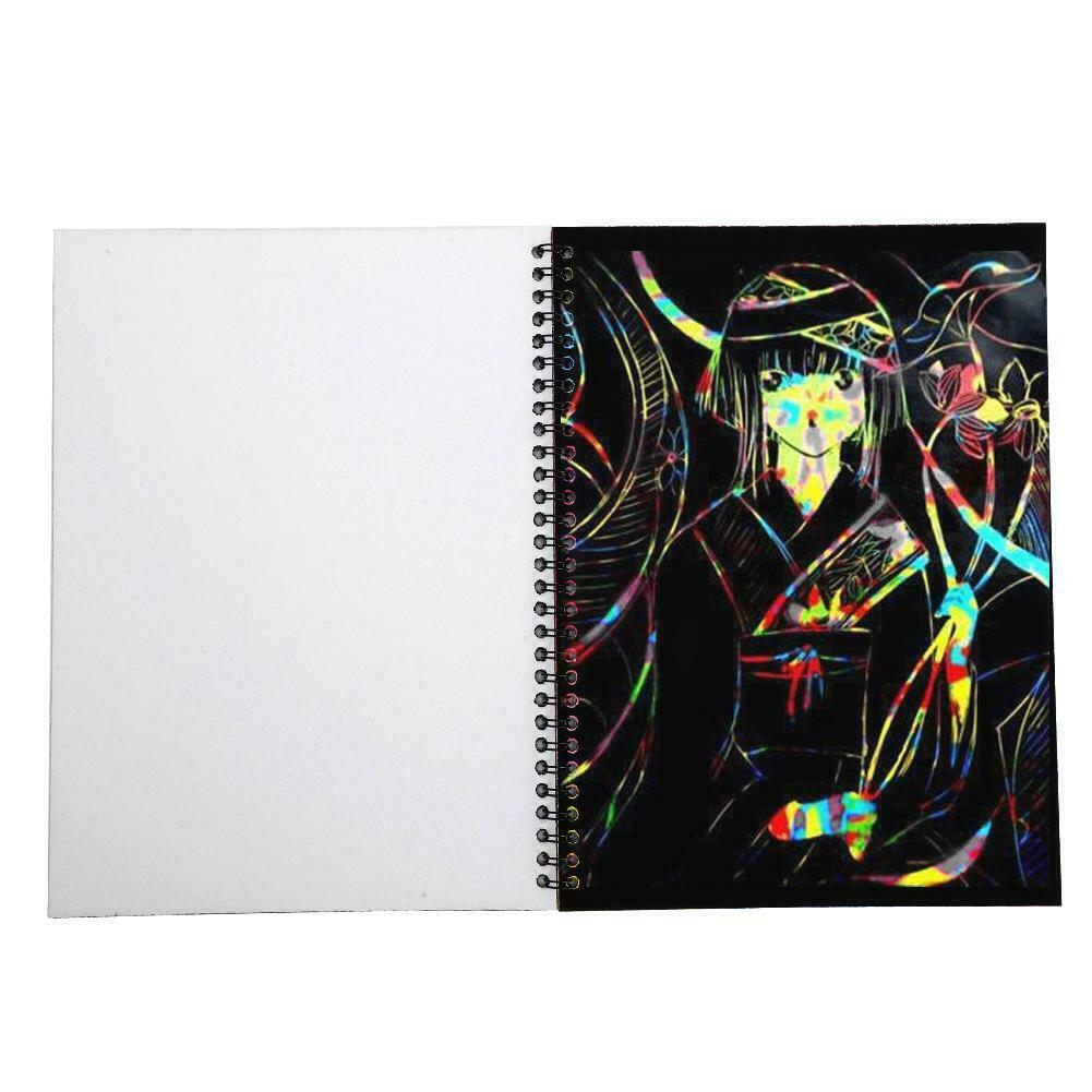3Pcs Scratch Notes Books Set Scratch Doodle Art Rainbow Paper Card Wooden Pen