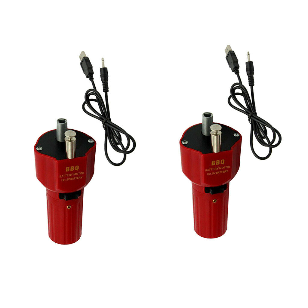 2pcs BBQ Roast Barbecue Grill Rotisserie Motor for Outdoor Picnic W/ Boost