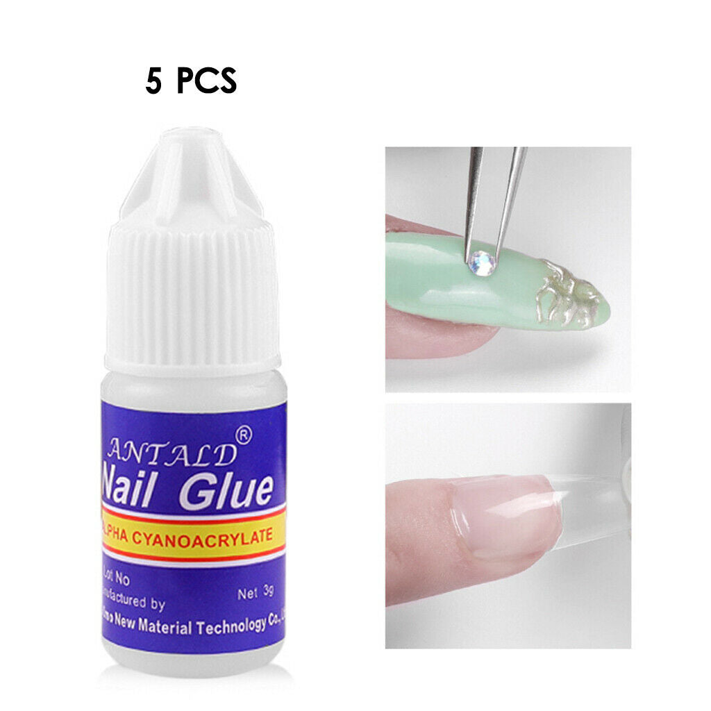 5Pcs Nail Glue Strong Adhesive Liquid False Tips Manicure Nails Art DIY