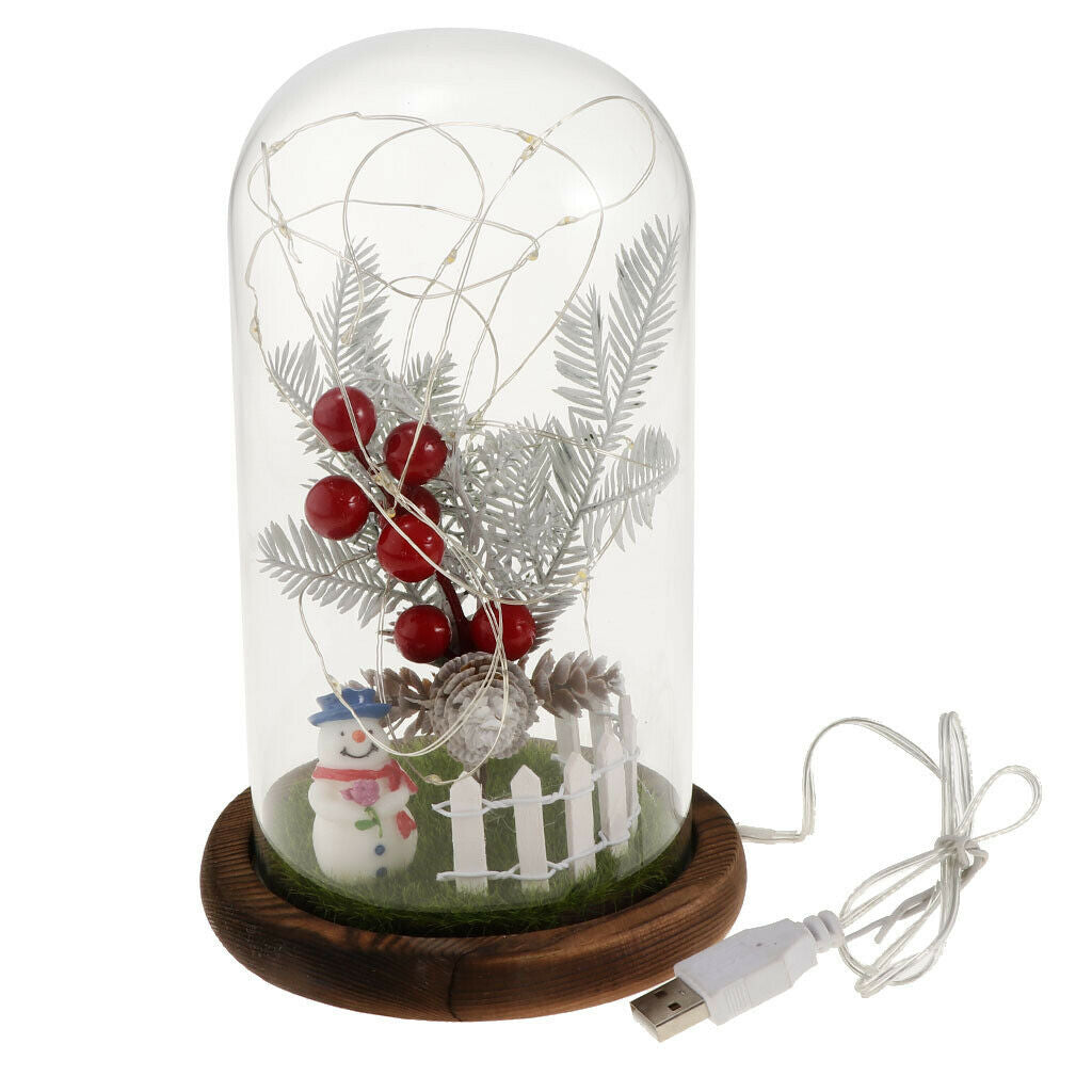 Christmas LED USB Night Light Snowman Glass Display Landscape Xmas Decor