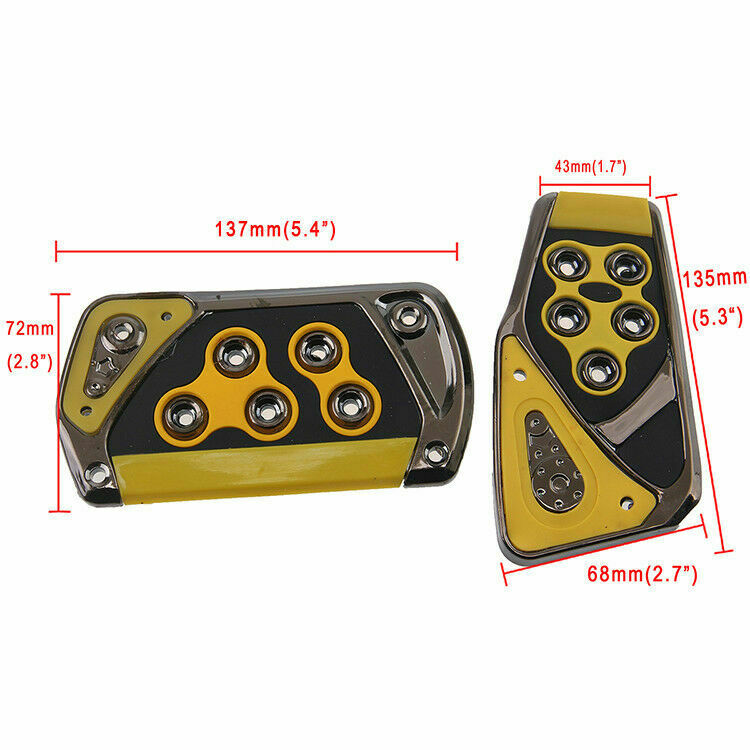 Yellow Universal Automatic Car Foot Pedal Pad Accelerator & Brake Non-slip Cover
