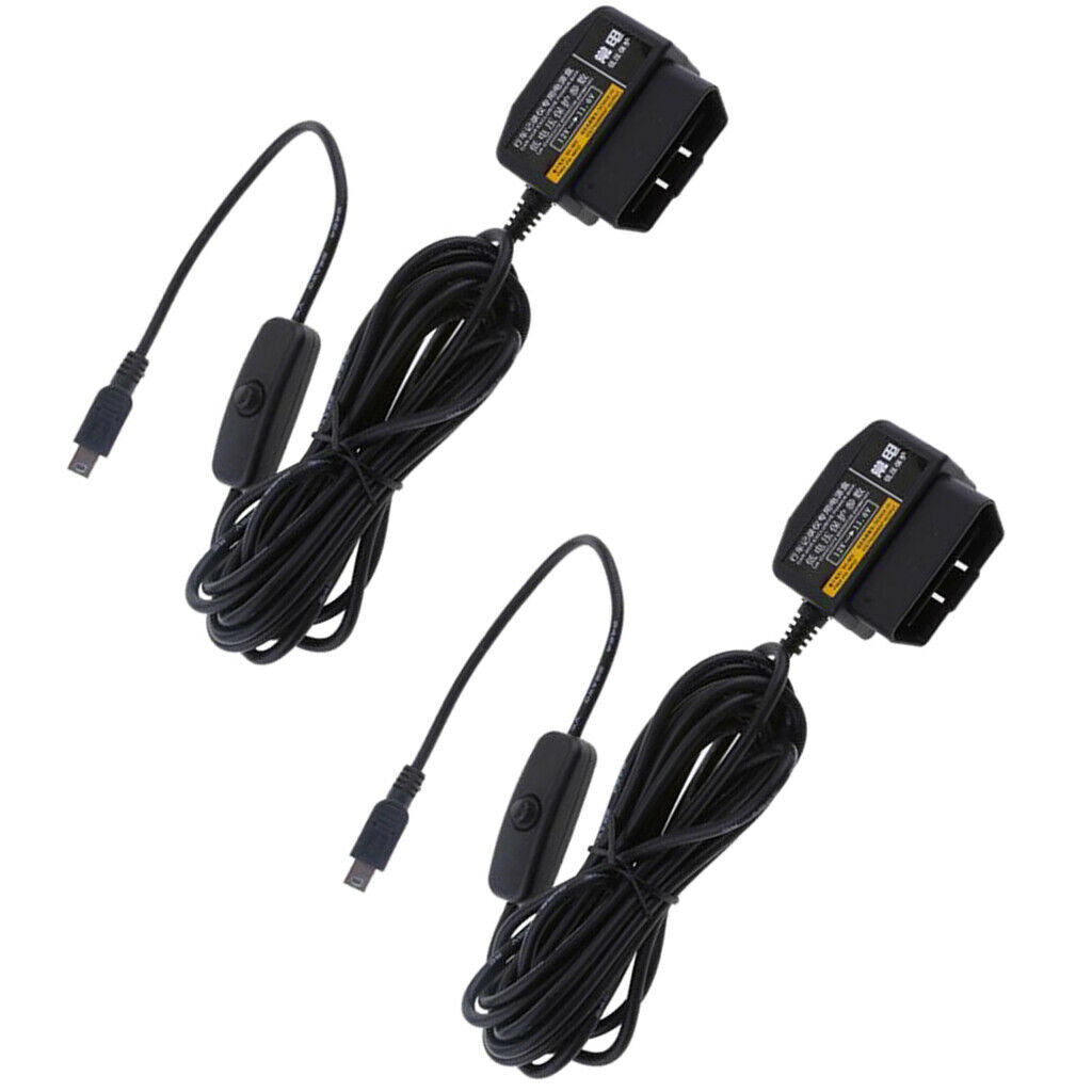 2Pieces 12/24V to 5V Car Dash Cam Hardwire Adapter Cable DVR OBD Buck Line