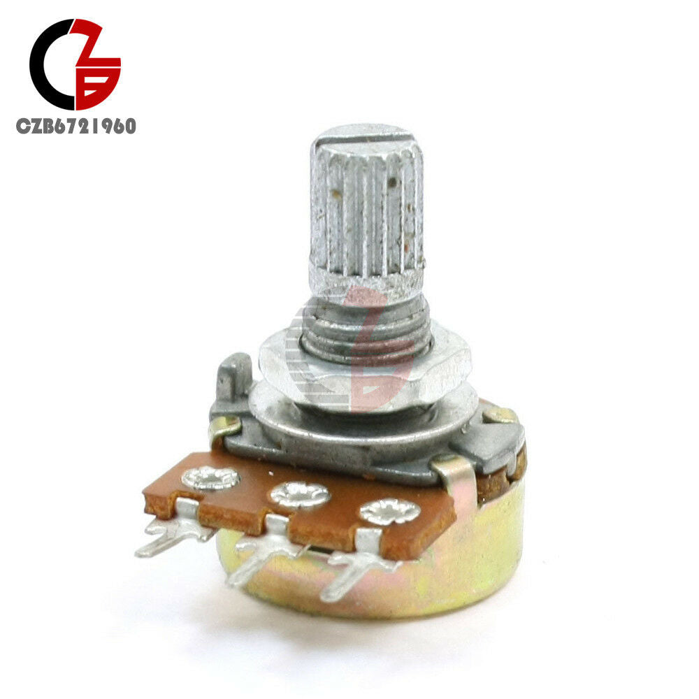 5PCS NEW 5K Ohm B5K Knurled Shaft Linear Rotary Taper Potentiometer