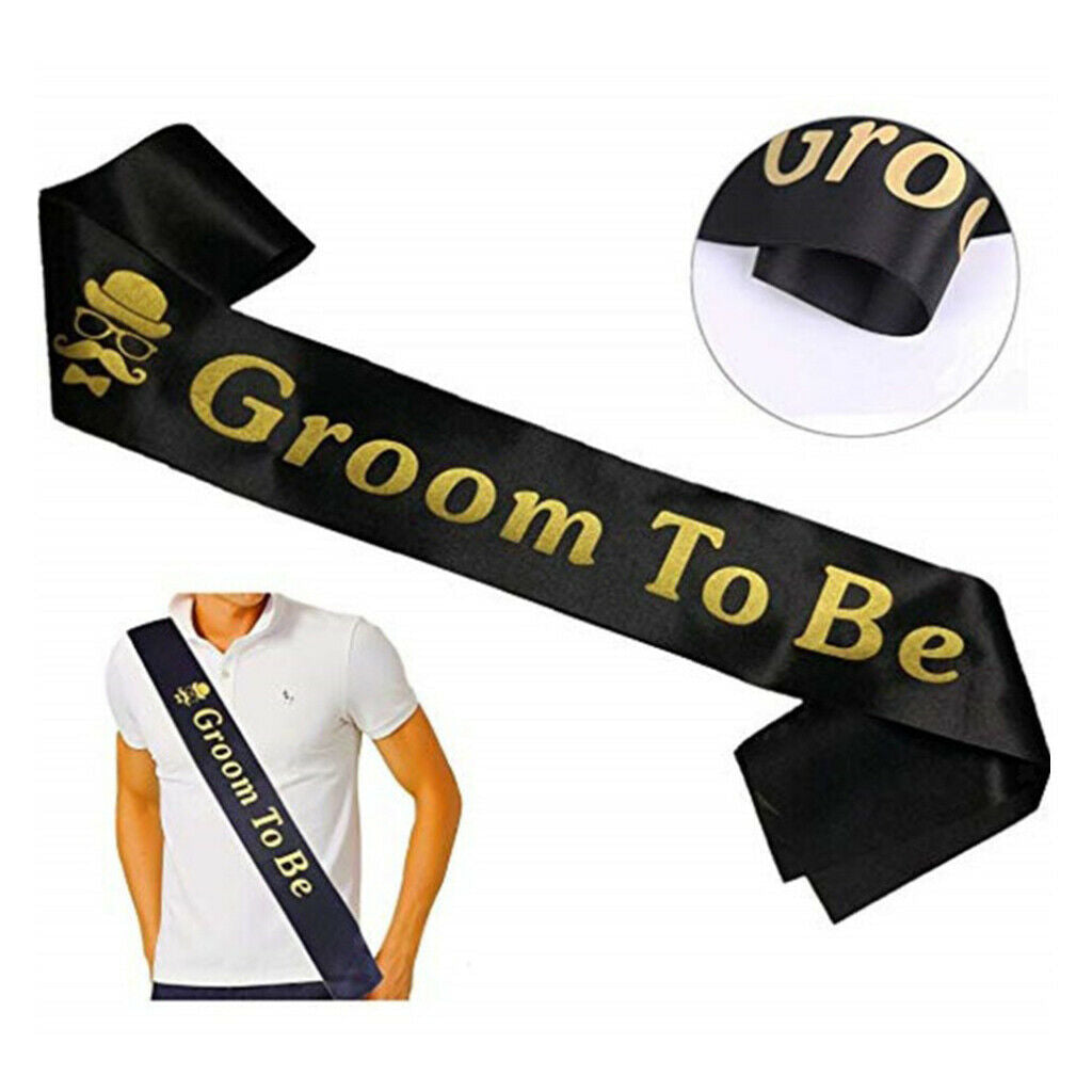 Fabric Groom to Be Sash Band Bachelor Bridal Shower Party Decorations Black
