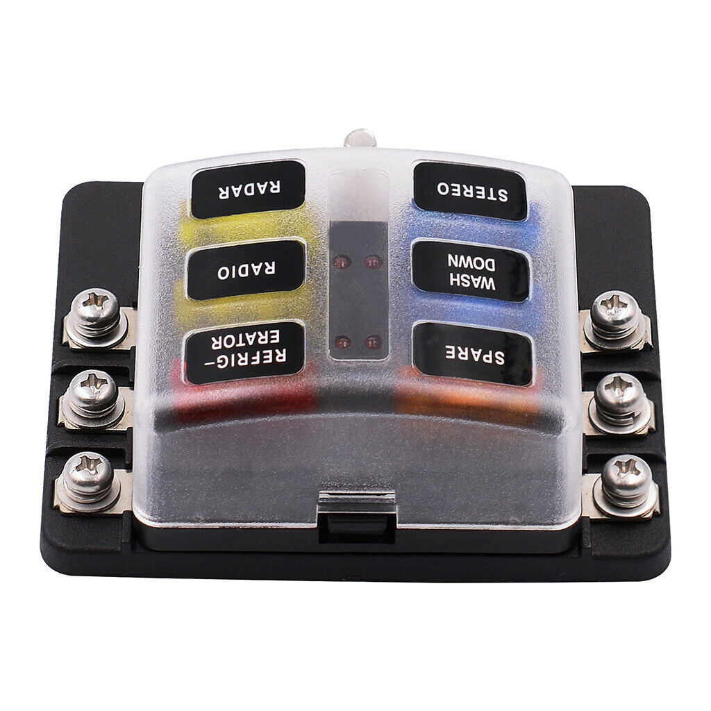 6 & 8 Way Circuit Standard ATO ATC Blade Fuse Box Block Holder Stud Terminal