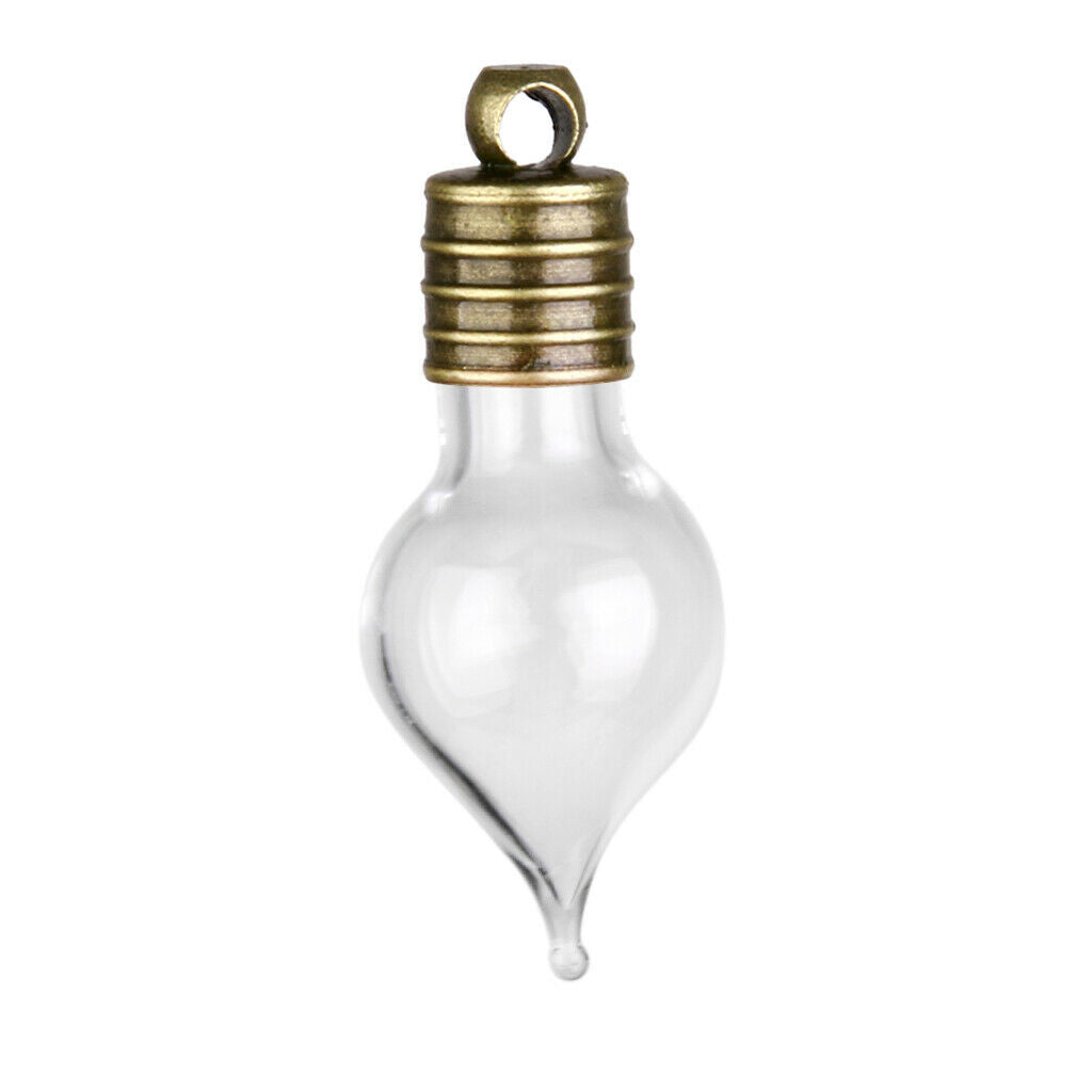 Mini Empty Glass Teardrop Pendant Charms Vials Wish Bottles 10Pcs Clear
