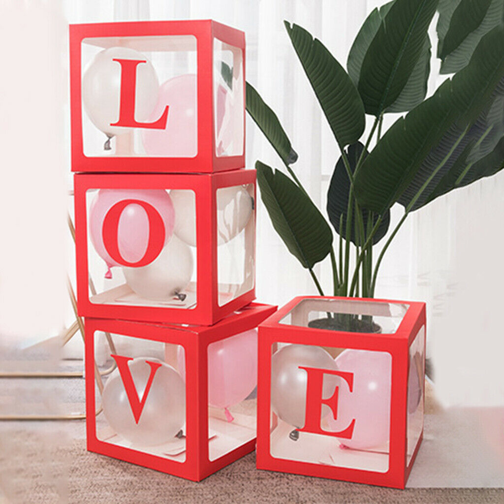Latex Box for Wedding Party Decoration, Transparent Birthday Party Red