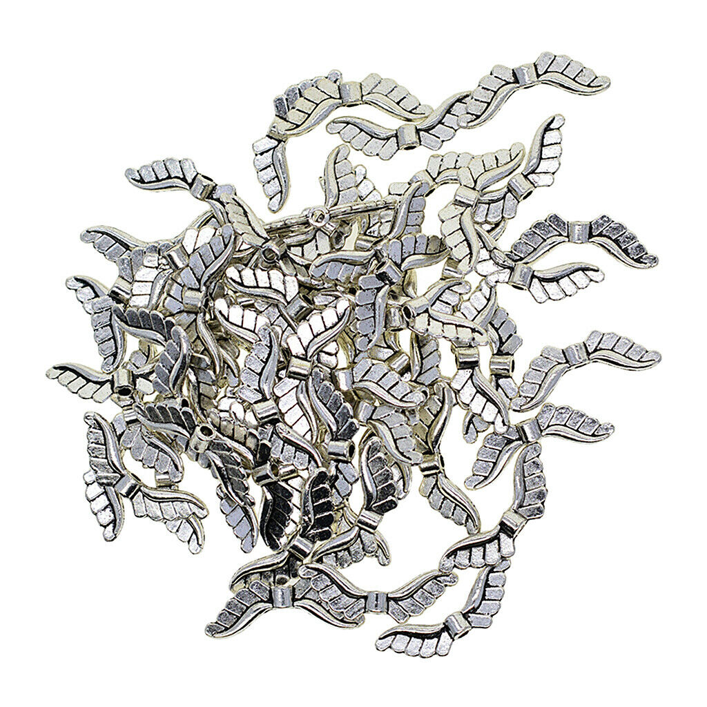 100pcs 23x8mm Angel Wings Charm Pendant Beads Jewelry Necklace