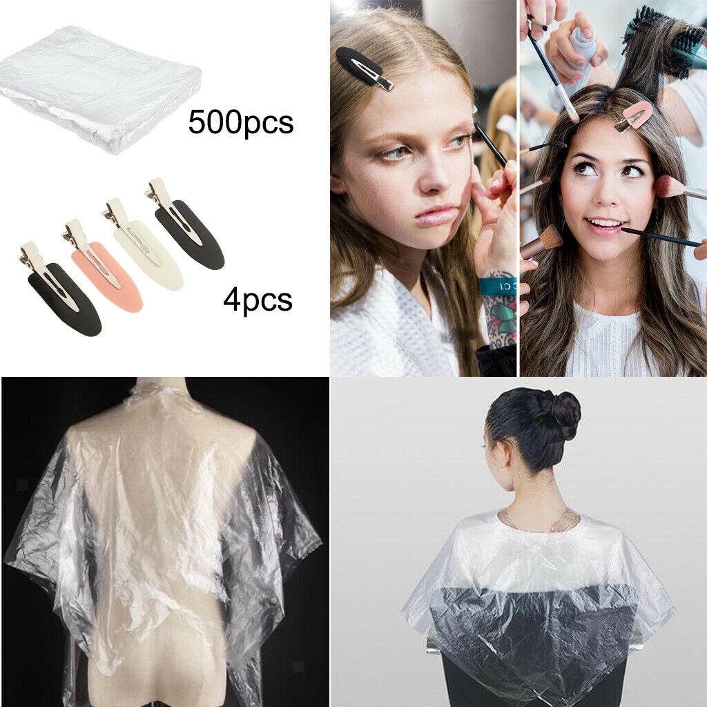 500X Disposable Hair Cutting Capes Hair Solon Gowns Cloth + 4pcs Hair Clip