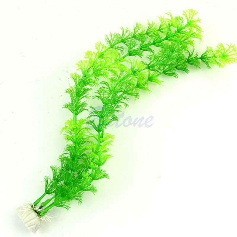 13" Green Artificial Plastic Plant Grass Fish Tank Aquarium Ornament Decoration