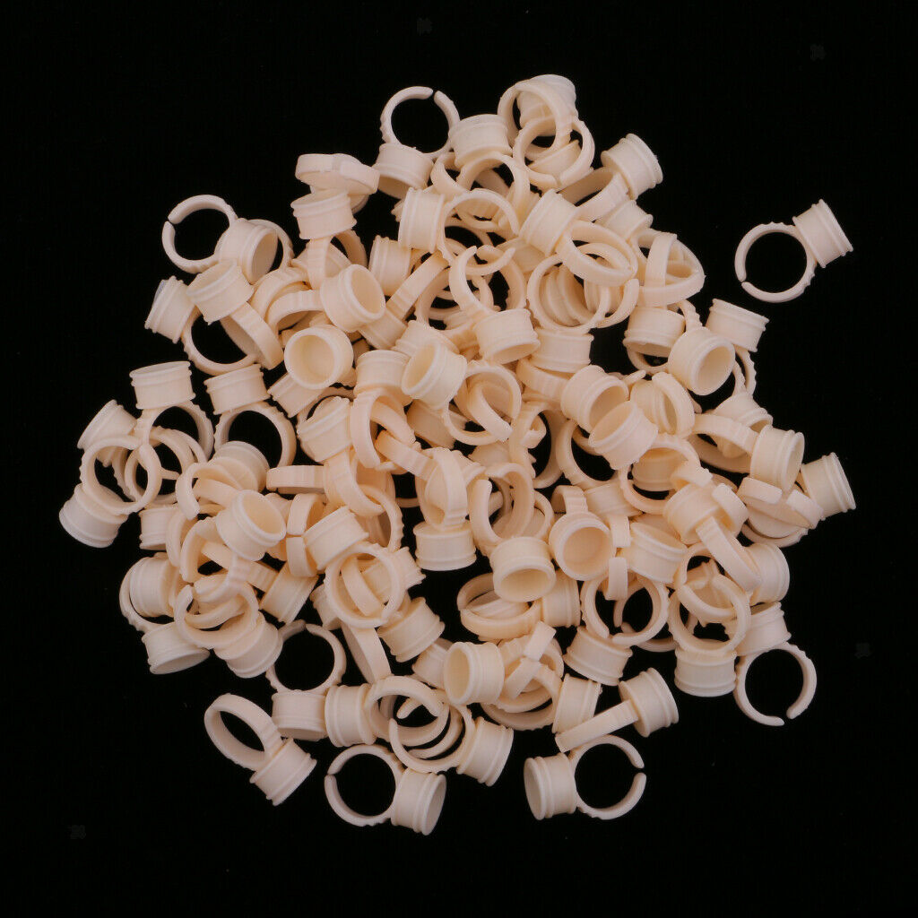 200pcs Silicone Pigment Rings Tattoo Ink Cups Makeup Ring Glue Holder S/M