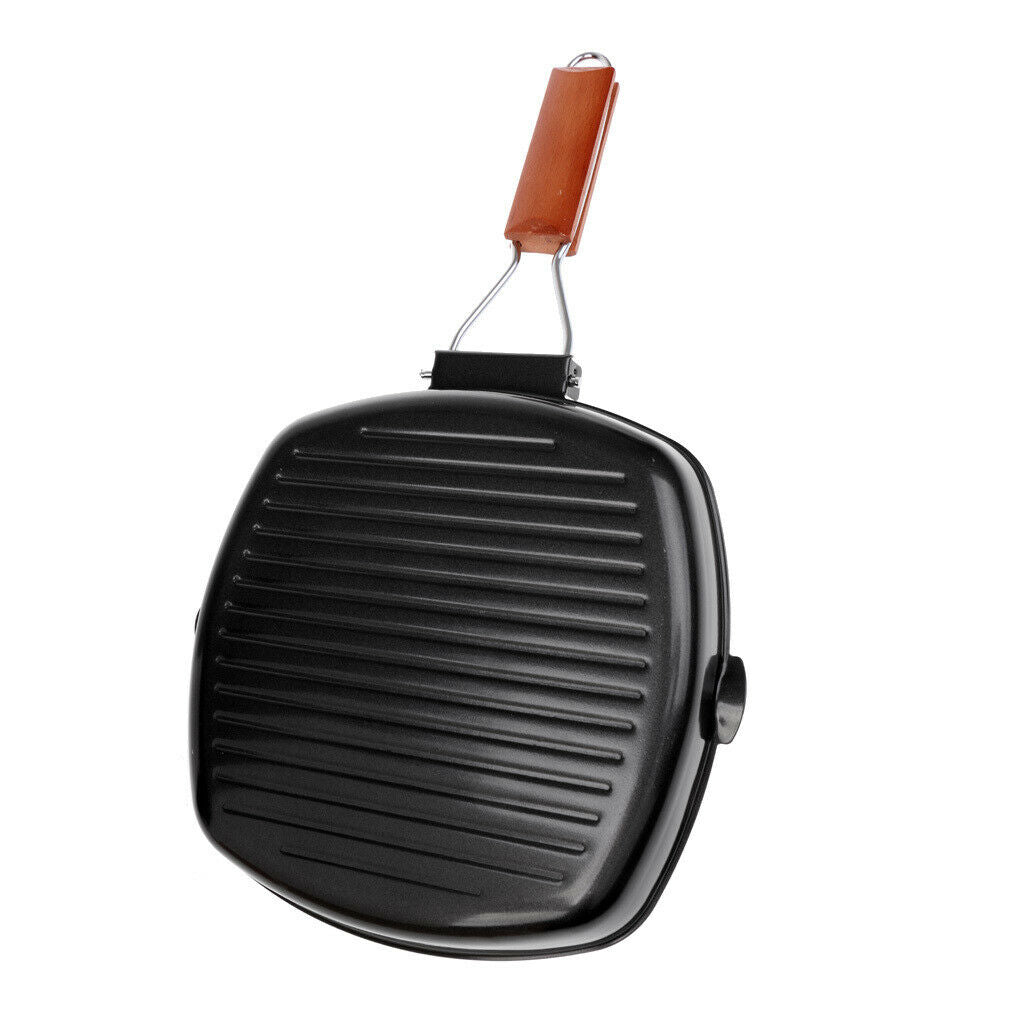 Outdoor Camping BBQ Portable Folding Frying & Grill Non-stick Iron Pan