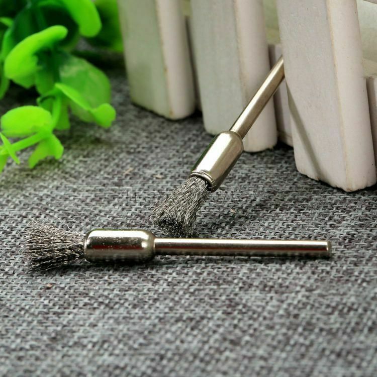Steel Wire Pen 3mm Mandrel 6mm Brushes Cleaner Polishing Power Die Grinder 10Pcs