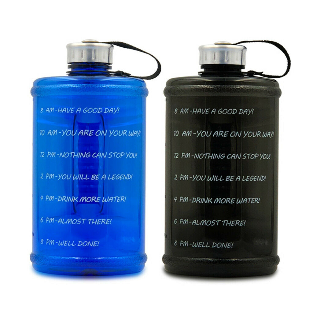2x Water Bottle Leak-Proof Jug Outdoor Travel Hiking Sports 73 oz Blue Black