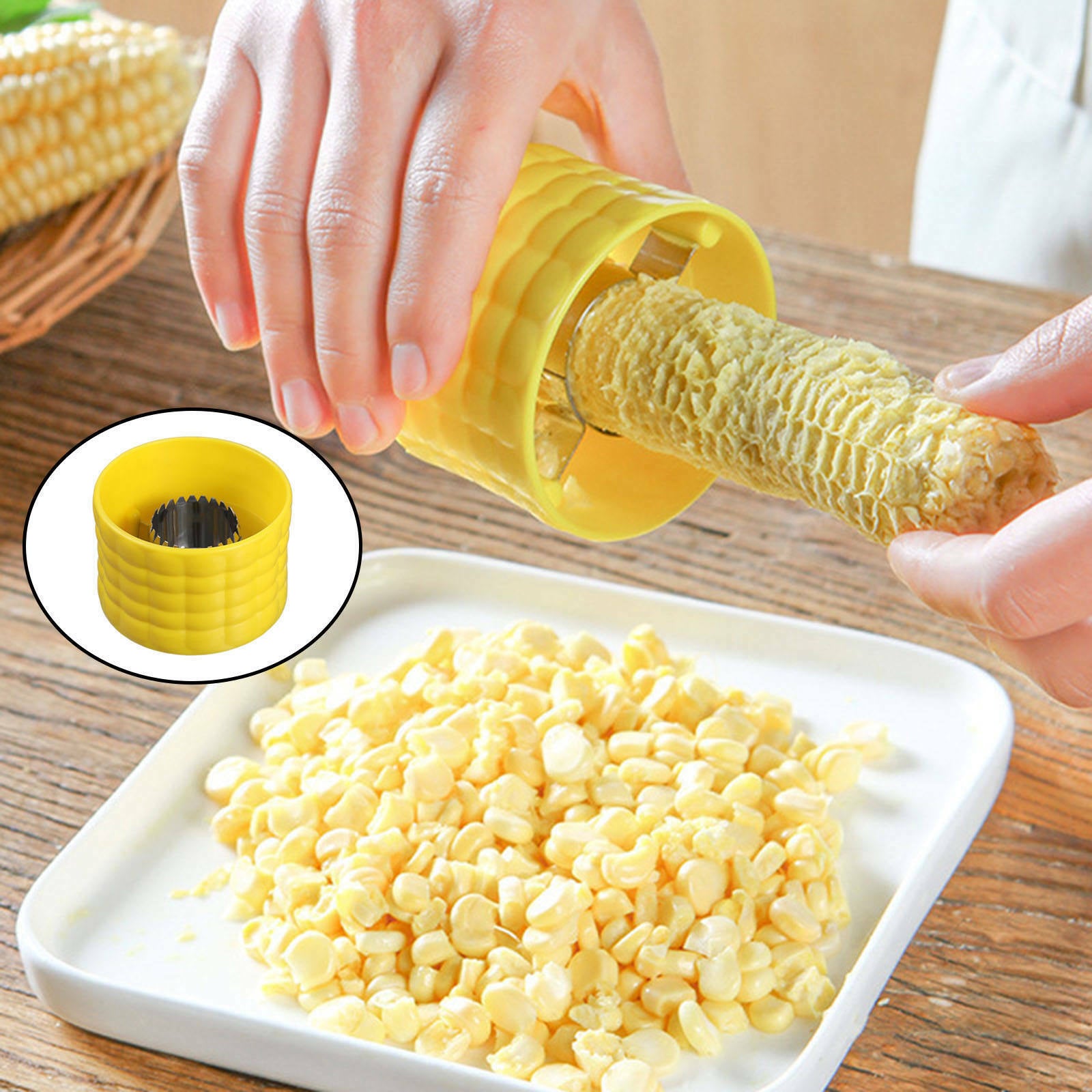 Yellow Corn Stripper Kitchen Gadgets COB Kernel Cutter Shaver for Cooking