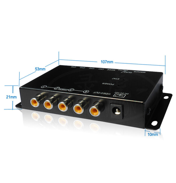 4-Way Car Video Switch Parking Camera 4 View Image Split-Screen Control Box