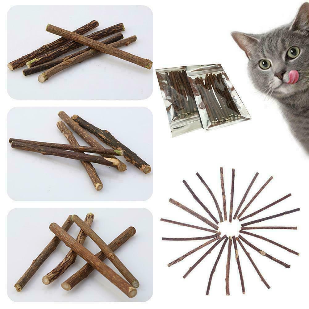 10PCS Cat Snacks Natural Matatabi Chew Catnip Stick Molar Cleaning Brush B3J6