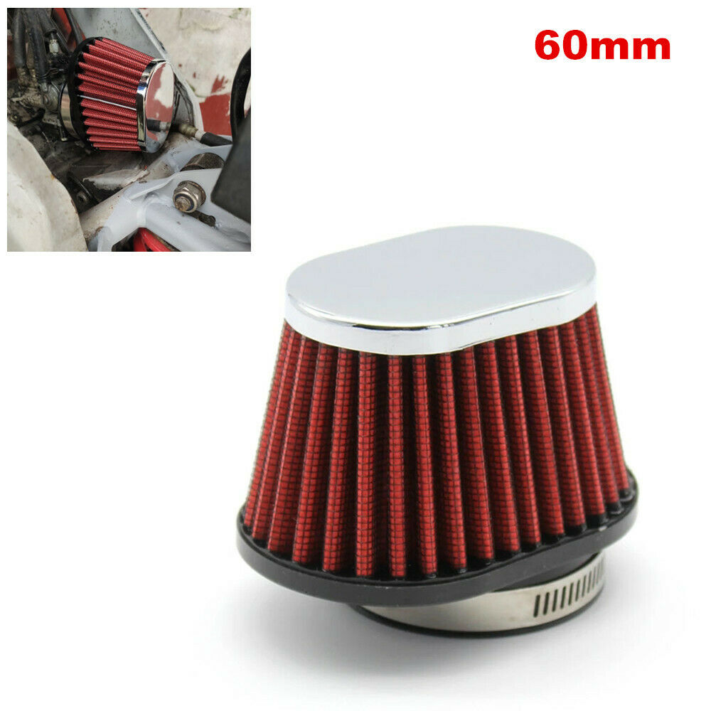 60mm Air Filter ATV Bike Cylinder Carburetor Cleaner Oval Intake Tube Universal