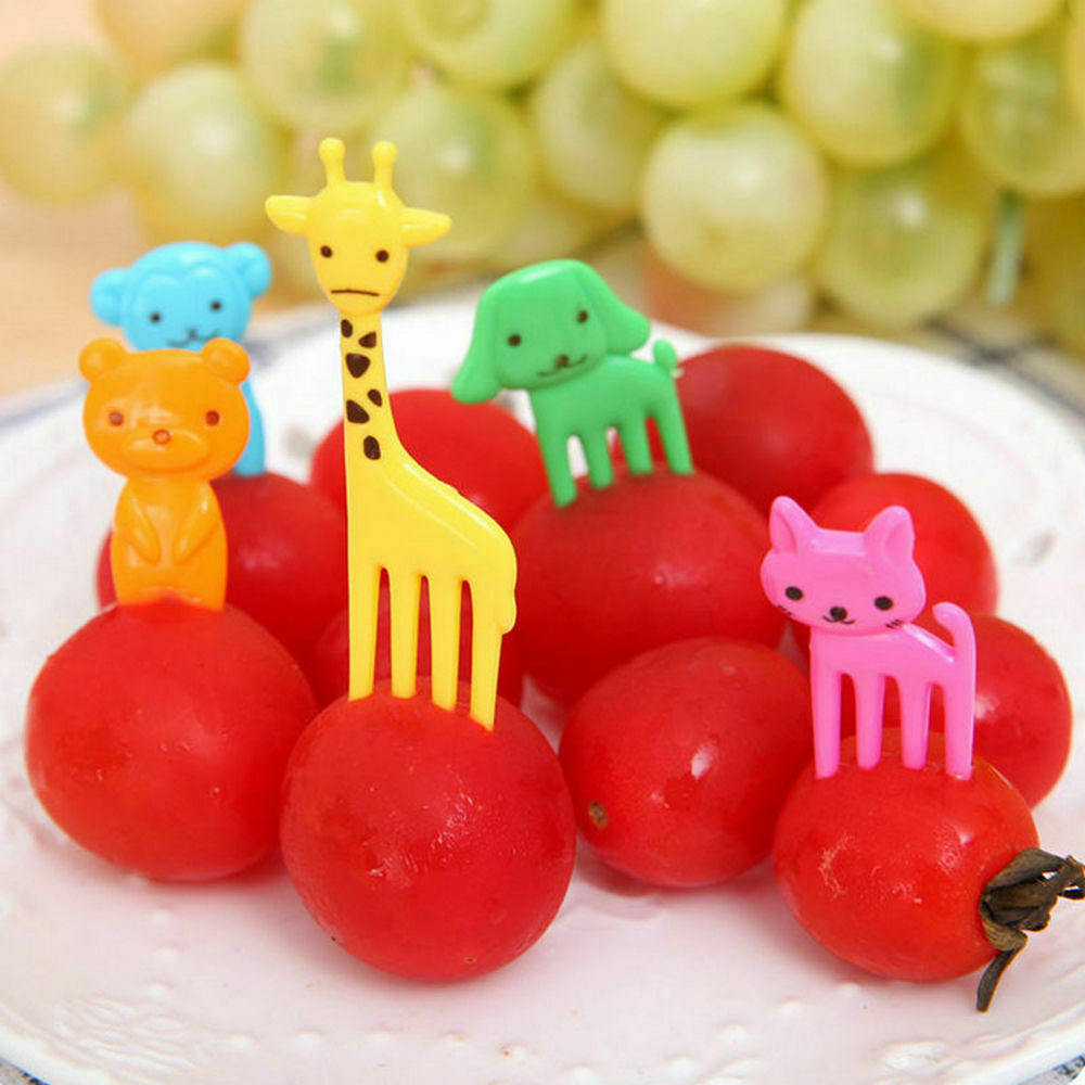 10x Mini Kids' Animal Food Fruit Picks Forks Lunch Box Accessory Decor Tools