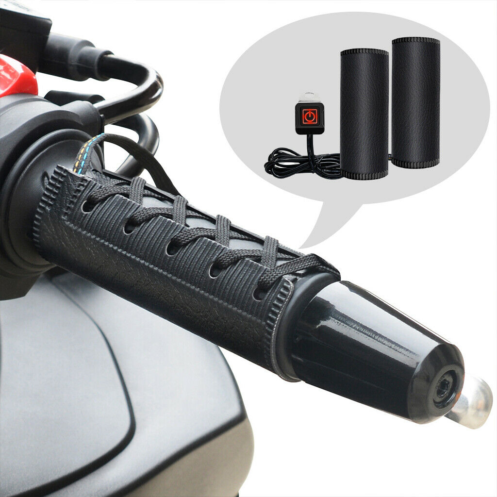 Premium Motorcycle Warmer Heated Handlebar Grips Bars - Black For Motor Bike