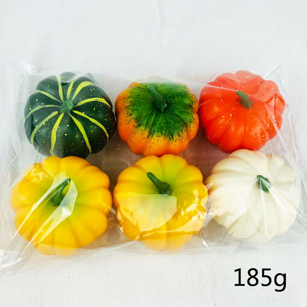 6x Artificial Pumpkins Foam Crafts Fall Seasonal Halloween Accent Wedding