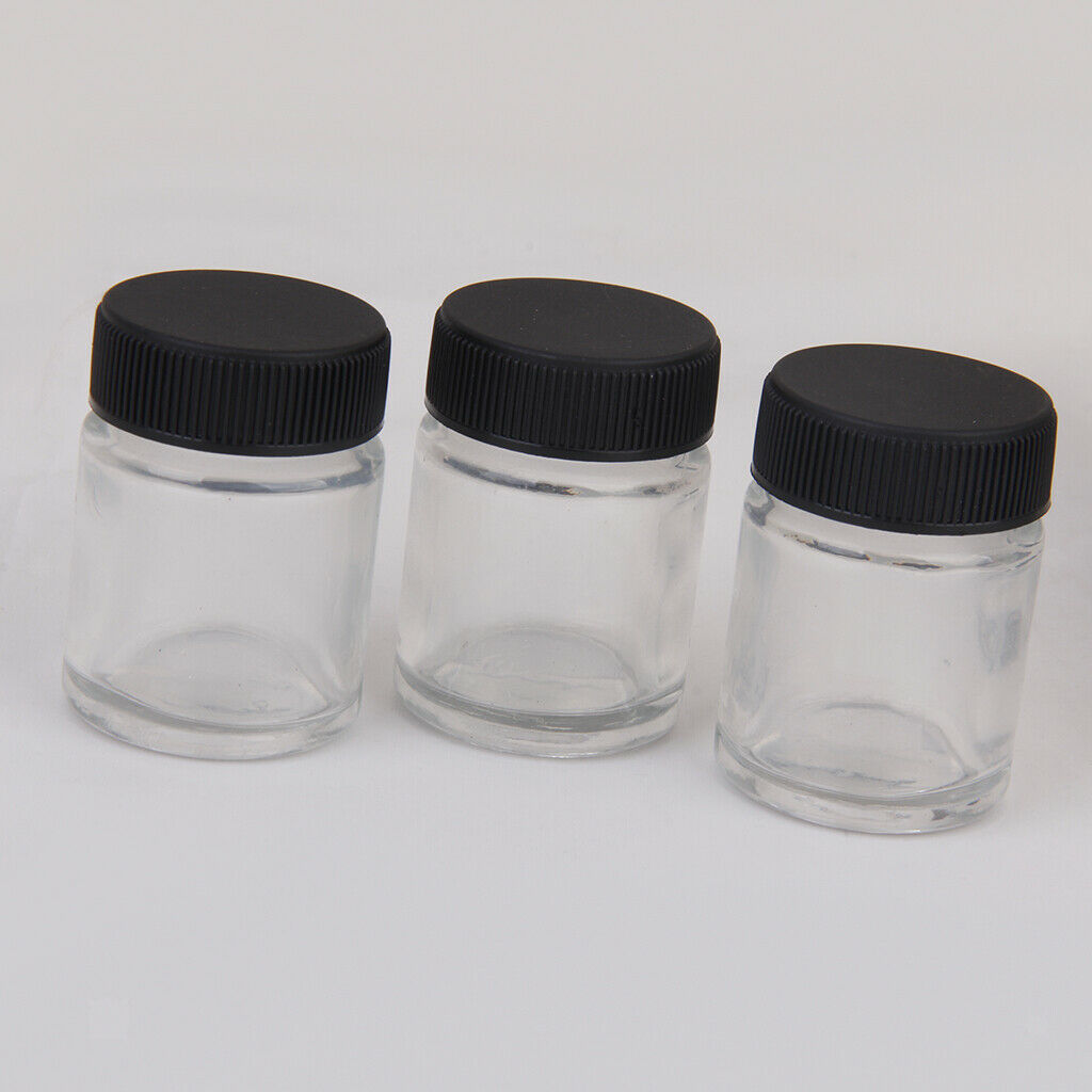 10pcs Standard 22CC Glass Airbrush Bottles Black Lids Airbrush Bottle Set