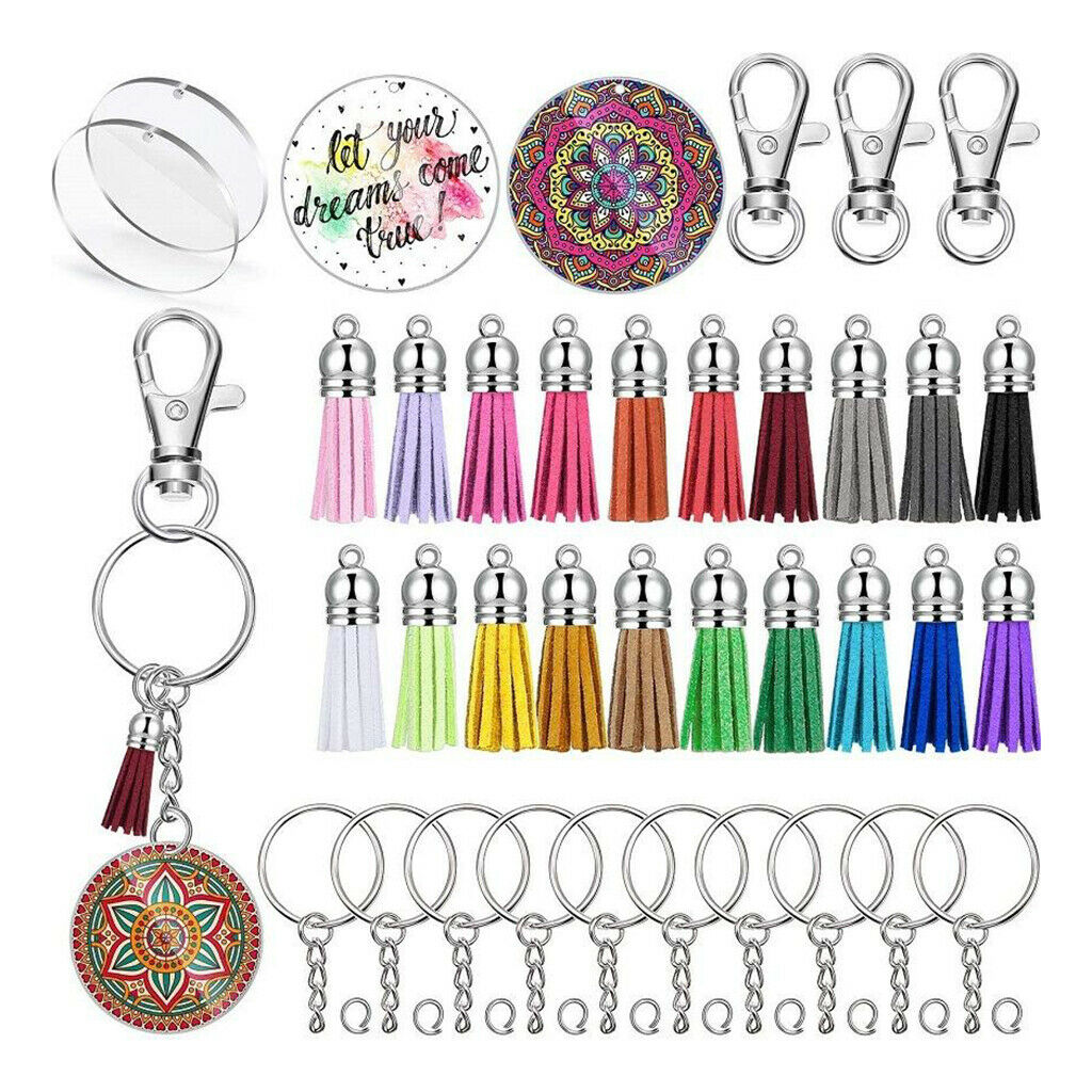 100 Pieces Key Ring Tassels Bulk Faux Leather Multicolor Tassel Pendants DIY