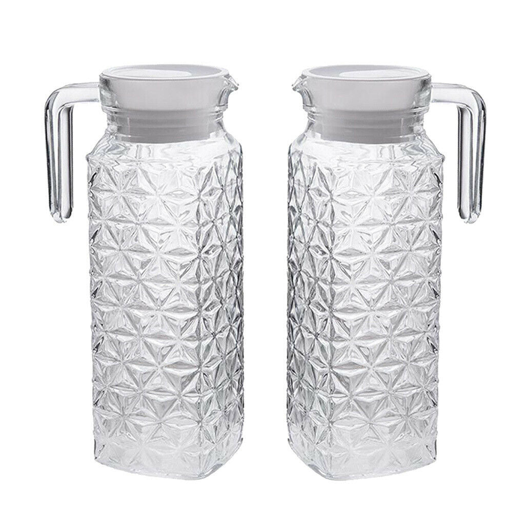 2 Pcs Clear Water Pitcher 1.1Litre Juice Beverage Serving Jar Jugs for Bar