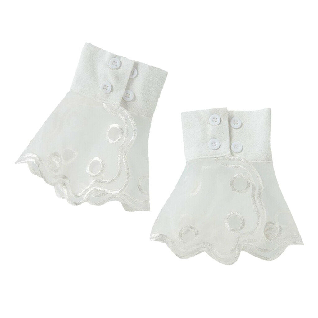 2pcs Womens Chiffon False Sleeves Lace Cuffs Wrist Cuffs Decorative Cuff