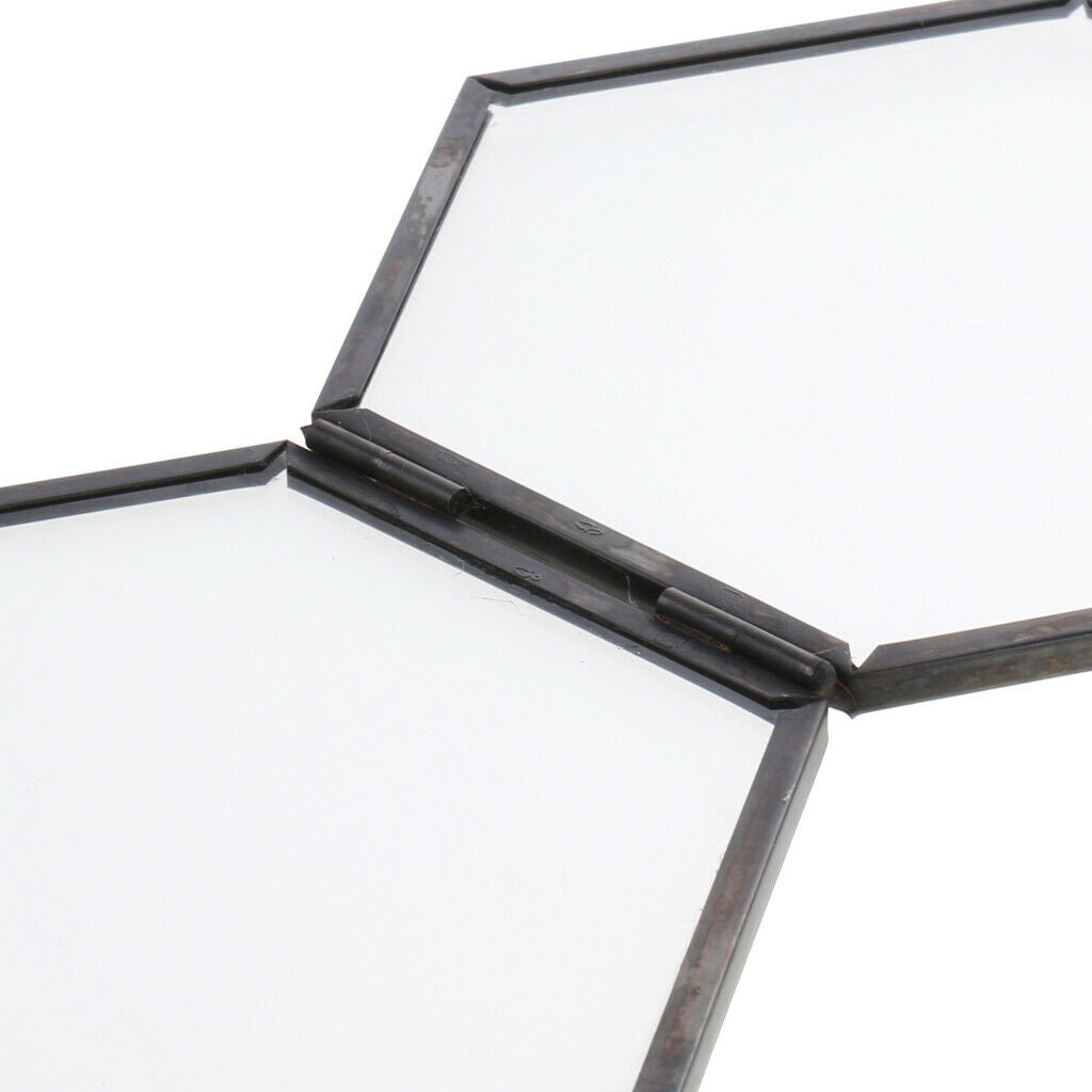 Pieces of 2 Modern Hanging Hexagon Glass Metal Photo Frame Home Decor