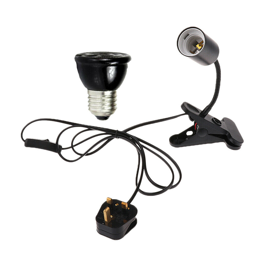 E27 Adjustable Reptile Lamp Holder with Infrared Heat Light Bulb UKPlug 100W