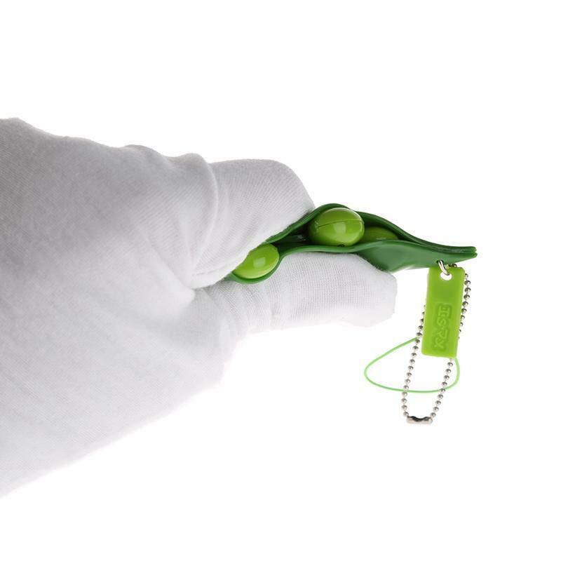 Squeeze-a-Bean Soybean Fidget Vent Toys Stress Relieving Keychain Keyring Gift