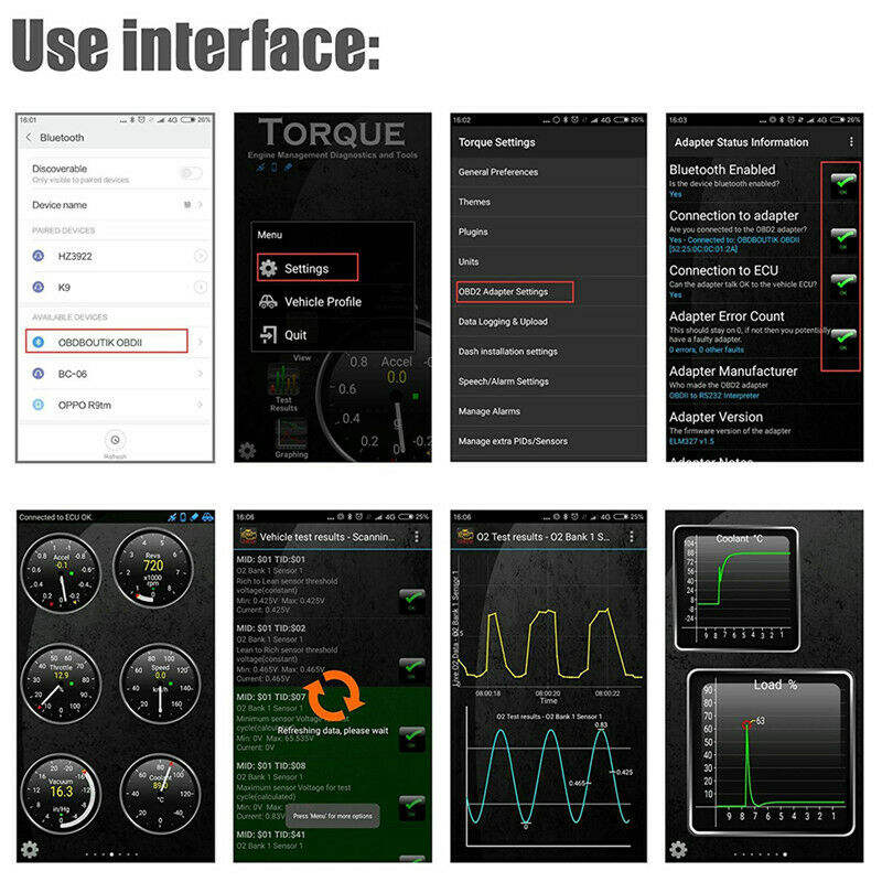 V1.5 KONNWEI KW910 ELM327 Bluetooth OBD2 Android Car Scanner