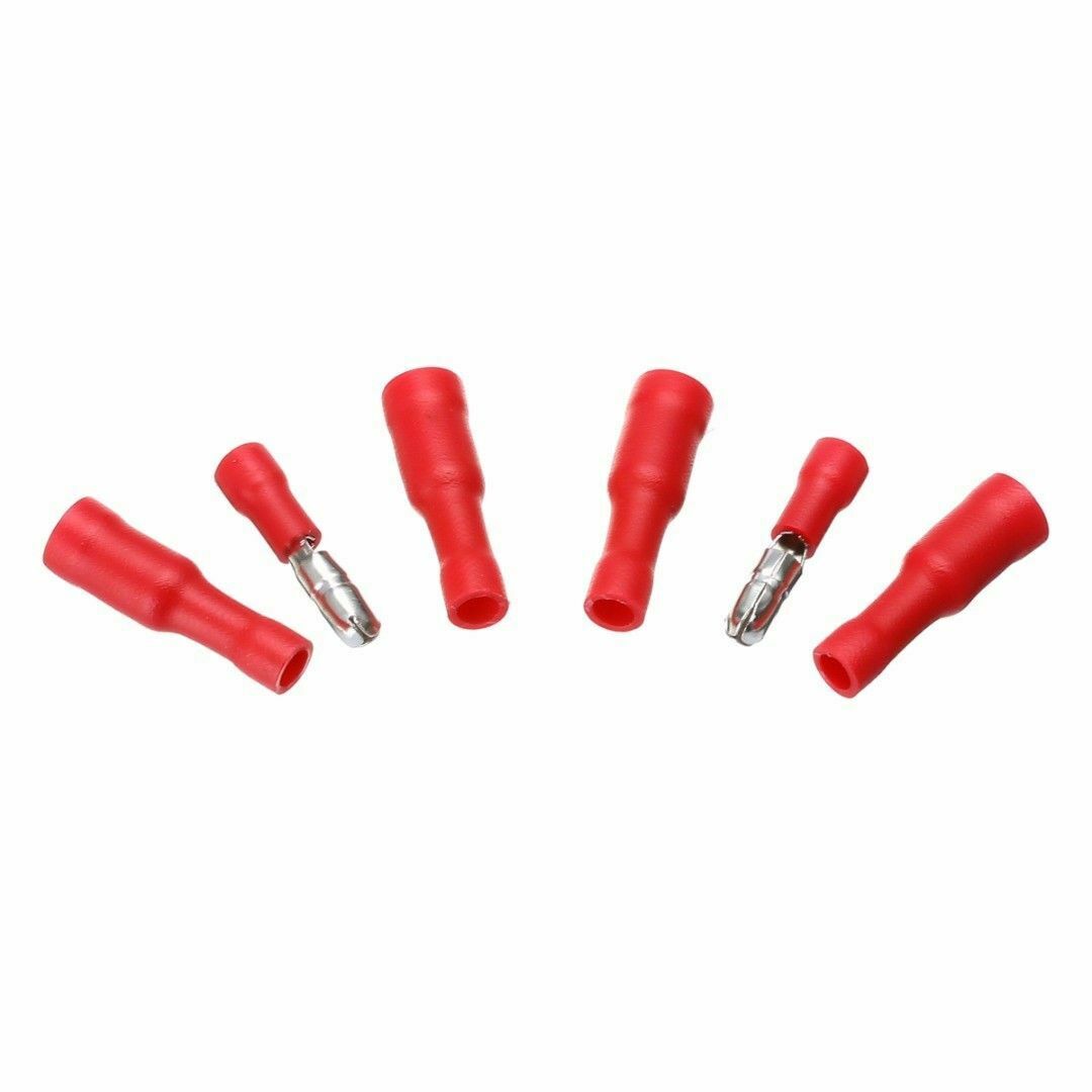 100X Red Male+Female Plug In Connector Bullet Crimp Terminals Wiring Insulated
