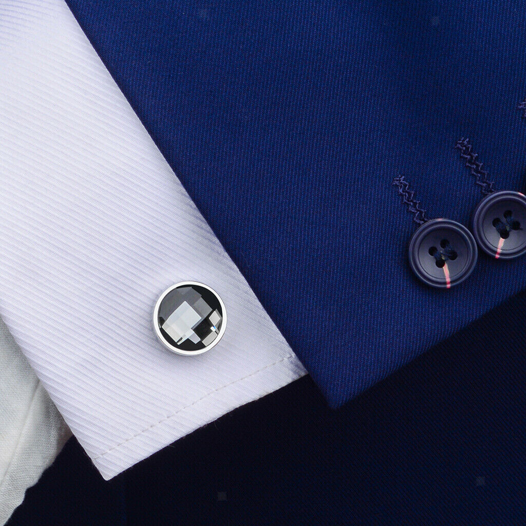 2 Pack Male Simple Elegant Style Rhinestone Cufflinks Shirt Tuxedo Jewelry