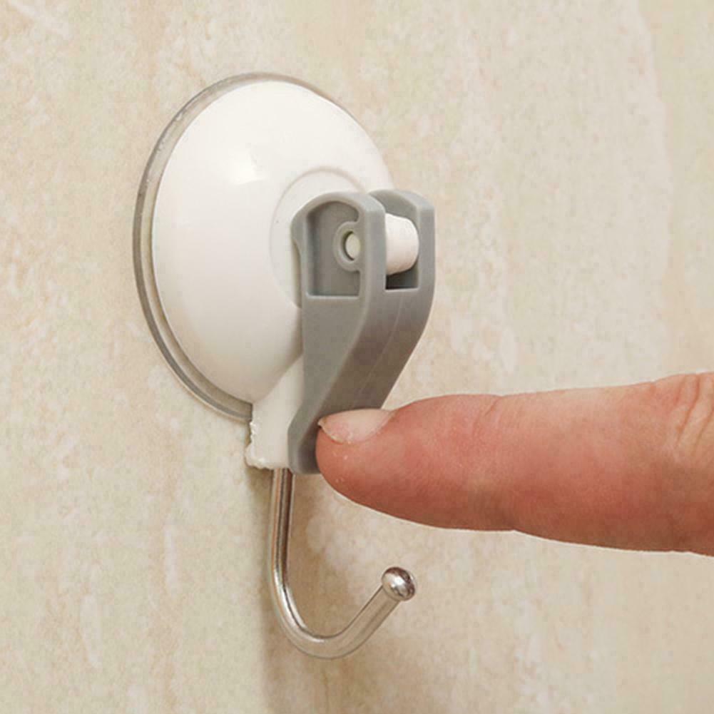 2PCS Strong Hold Vacuum Suction Cup Hooks Shower-Kitchen Walls Organizer J9K9