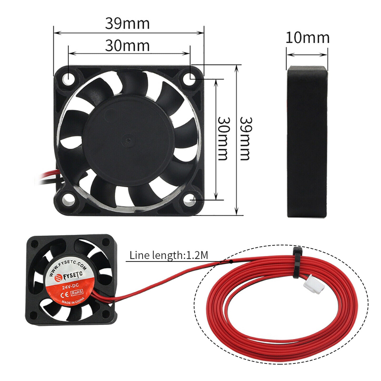2Pcs 40mm Fan 24V 4010 0.08A Hydraulic Bearing 40x40x10mm Silent High Speed