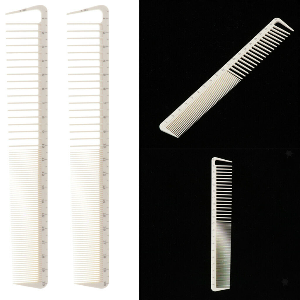 2x Portable Anti-Static Hair Cutting Comb Salon Hair Styling Measuring Comb